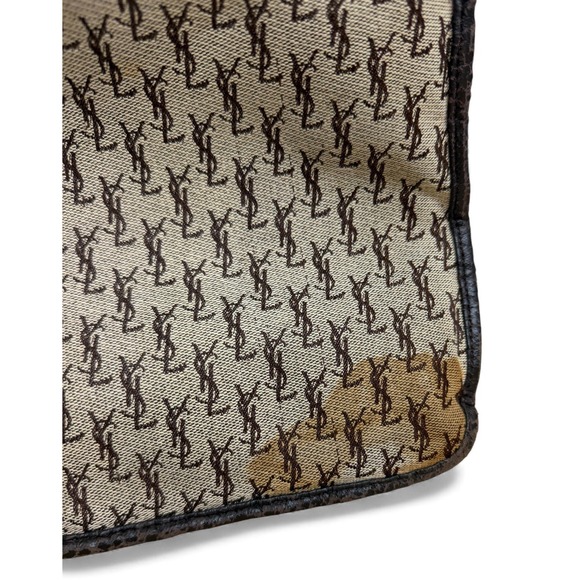 Vintage Yves Saint Laurent YSL Monogram Canvas Pouch Portfolio Clutch Brown - Picture 6 of 14